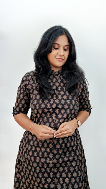 Black Ajrakh Aline Co-ord Set