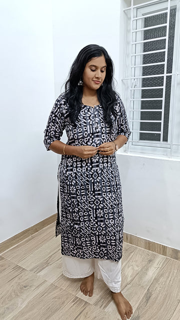 Batik print Black kantha Cotton Kurthi