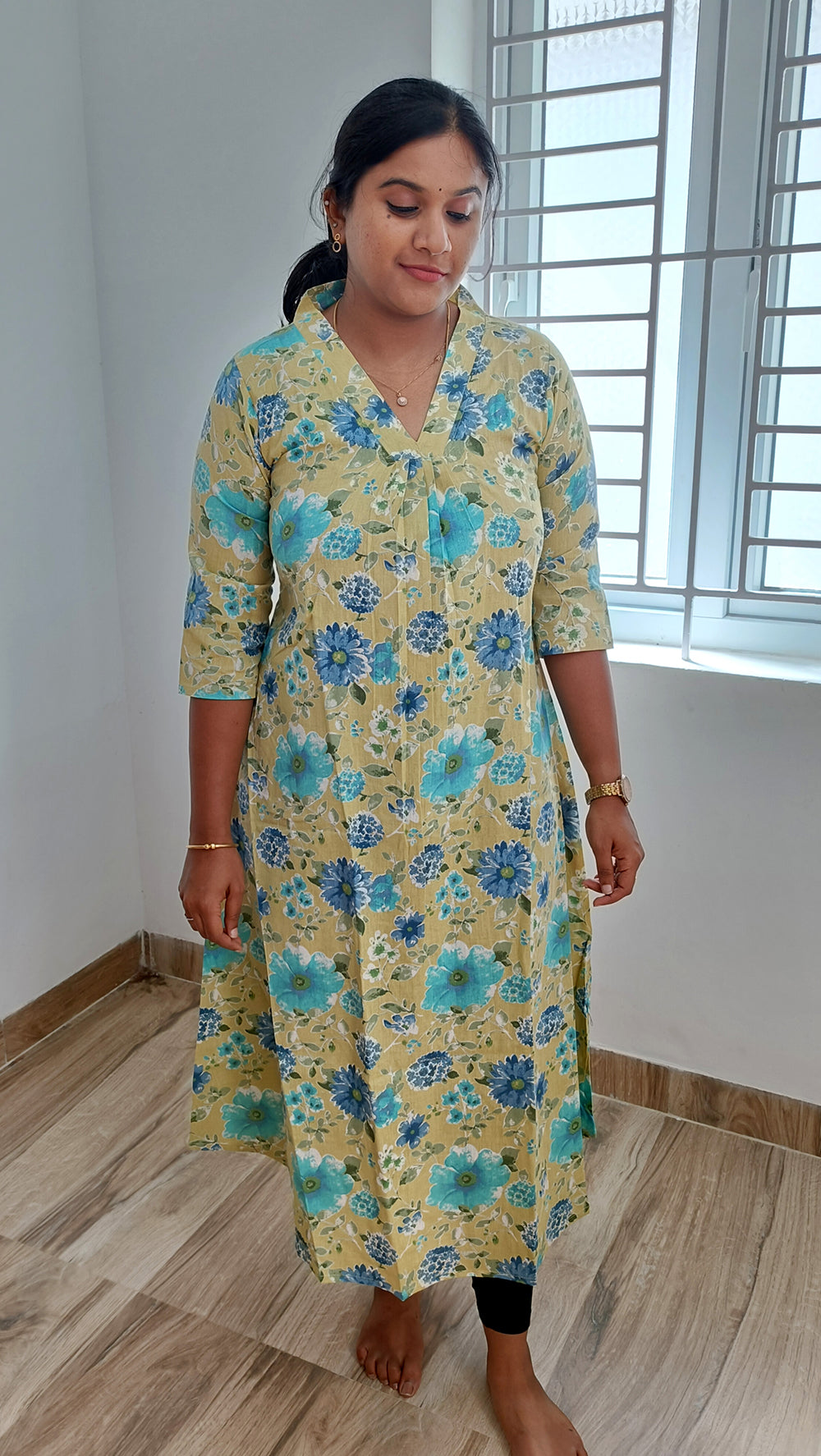 Floral Aline Cotton Kurti