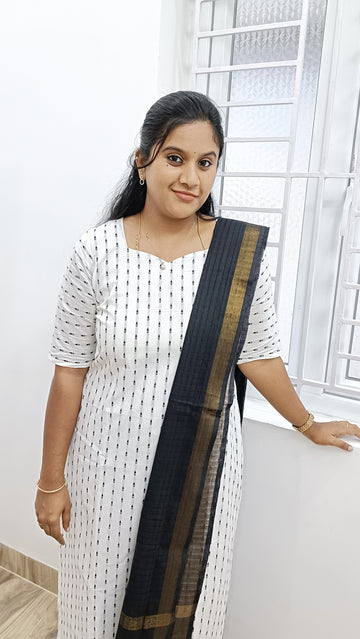 Handloom White cotton suit set