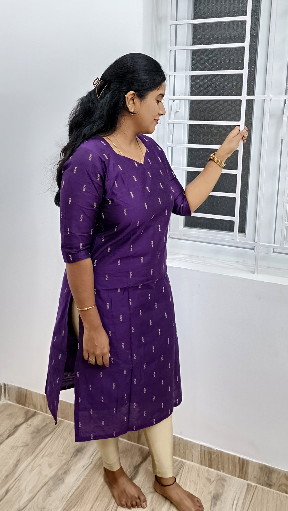 Premium Cotton Silk Kurti-Wine