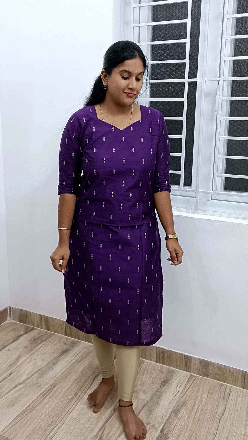 Premium Cotton Silk Kurti-Wine